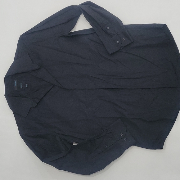 Bibas slim fit long-sleeve black shirt size medium  15.5 16 - Picture 2 of 4